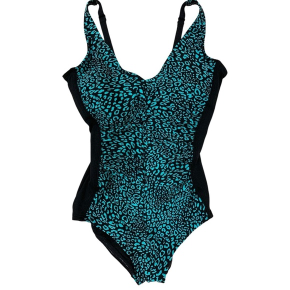Gabar Twist Bra One Piece Swimsuit - Aqua Animal size 8 - Picture 1 of 6